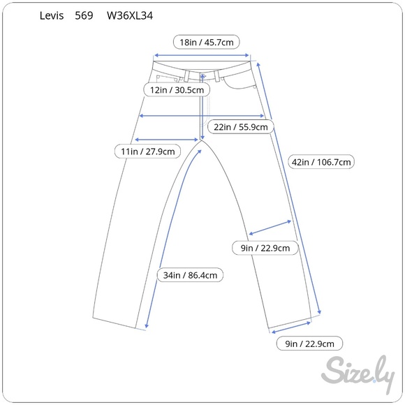 LEVIS MENS's 569 LOOSE STRAIGHT LEG JEANS W36XL34 - Picture 7 of 7